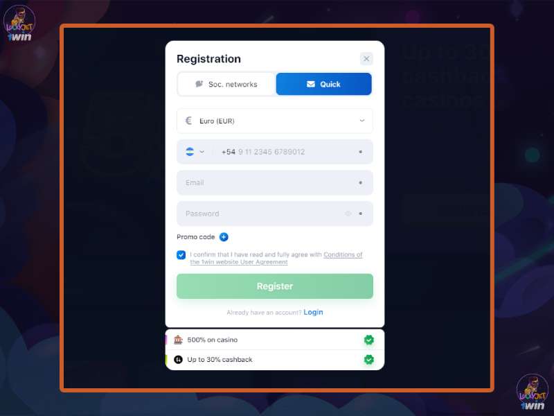 How to register at 1Win Casino