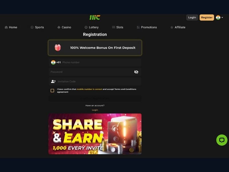 Anmelden bei 11ic Casino